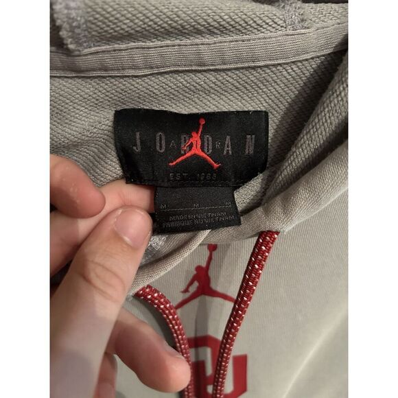 Jordan Oklahoma Sooners Lightweight Hoodie Pullover Mens Medium Gray - Picture 6 of 11